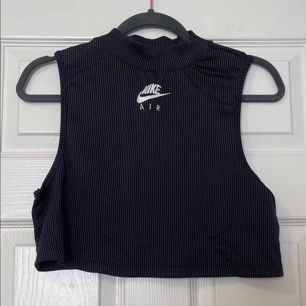 Nike Air Women's Black Ribbed Mock Neck Crop Tank